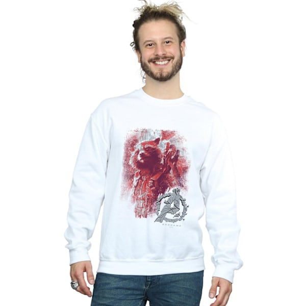 Marvel Mens Avengers Endgame Rocket Borstad Sweatshirt 5XL Vit White 5XL