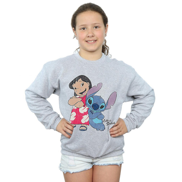 Lilo & Stitch Klassisk Sweatshirt för flickor 7-8 år Sports Grey Sports Grey 7-8 Years