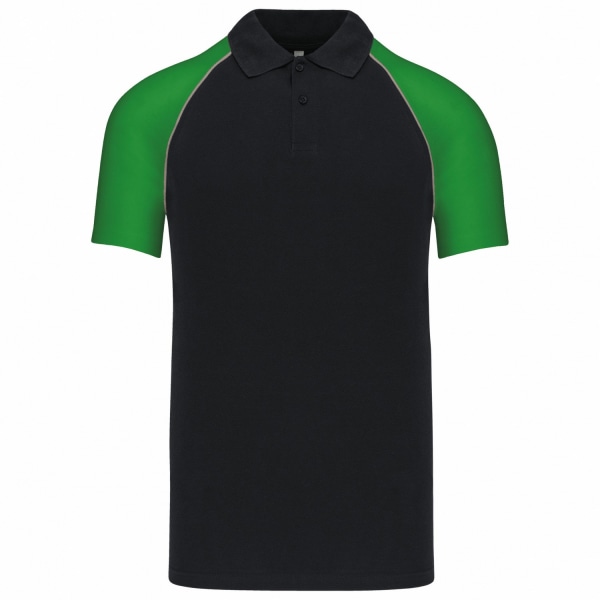 Kariban Mens Contrast Pique Baseball Polo Shirt M Svart/Grön Black/Green M