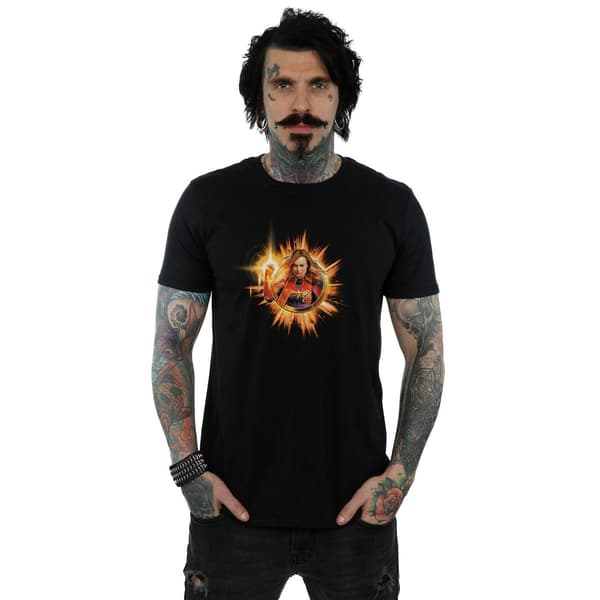 Marvel Mens Avengers Endgame Captain Marvel Blast T-Shirt L Bla Black L