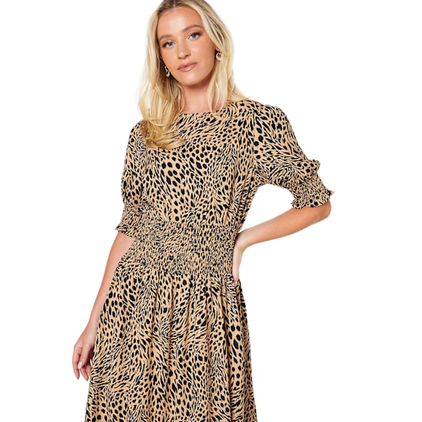 Dorothy Perkins Dam/Dam Shirred Midja Maxi Klänning 16 UK Br Brown/Black 16 UK