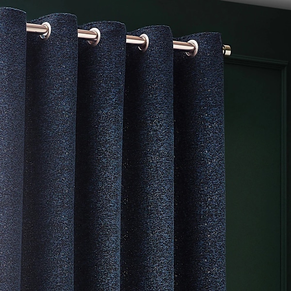 Paoletti New Galaxy Chenille Öglettgardiner 117cm x 137cm Marinblå Navy 117cm x 137cm