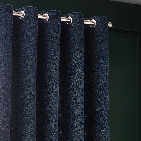 Paoletti New Galaxy Chenille Öglettgardiner 229cm x 183cm Marinblå Navy 229cm x 183cm
