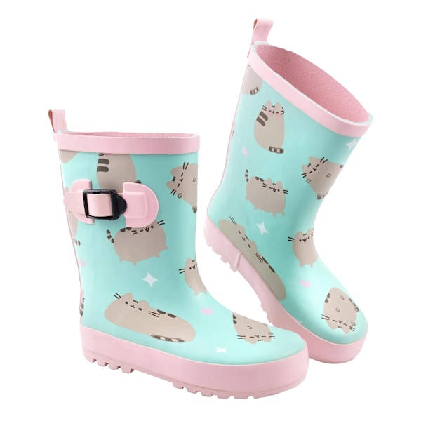Pusheen Flickor Repeterande Tryck Gummistövlar 1 UK Pastell Mint/Pi Pastel Mint/Pink 1 UK