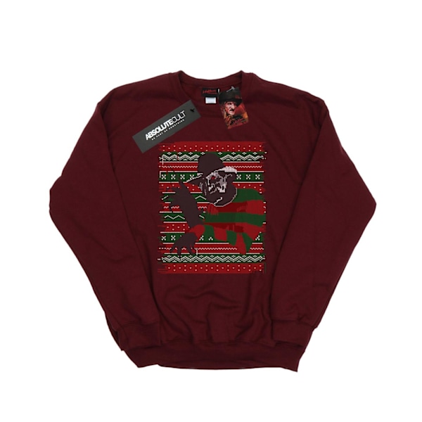 A Nightmare On Elm Street Herr Jul Fair Isle Sweatshirt M Burgundy M