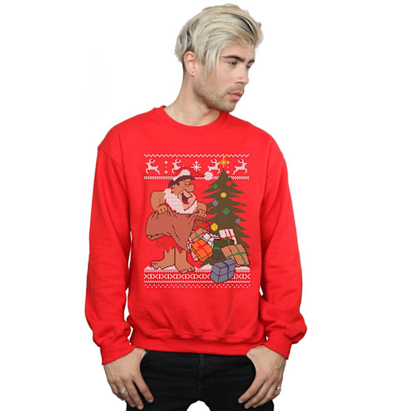 The Flintstones Herr Jul Fair Isle Sweatshirt M Röd Red M