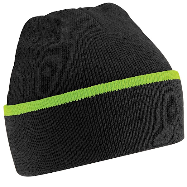Beechfield Unisex Stickad Vintermössa En Storlek Svart/Lime Black/Lime Green One Size