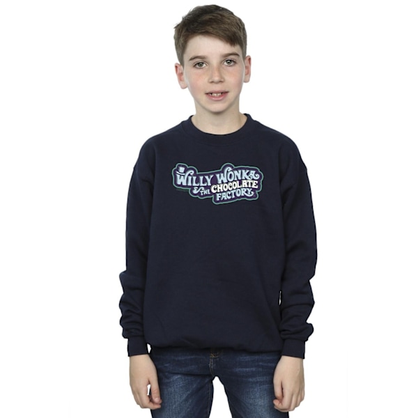 Willy Wonka Boys Chocolate Factory Logo Sweatshirt 12-13 år Navy Blue 12-13 Years