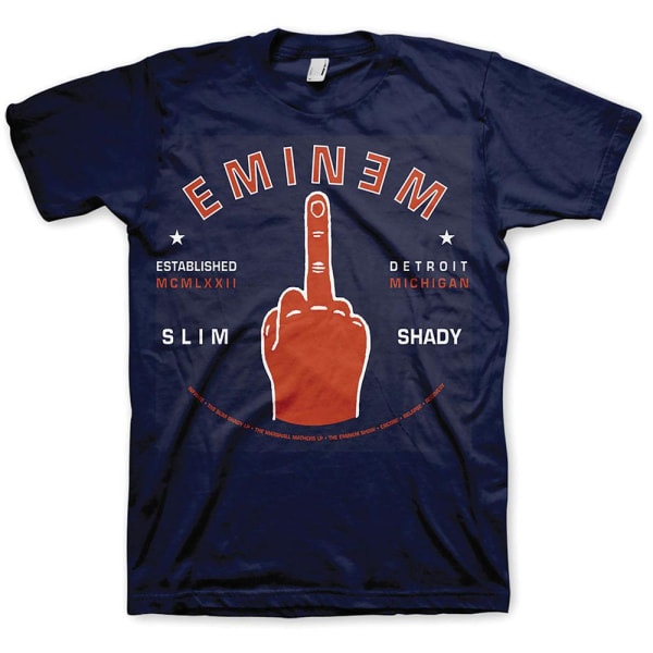 Eminem Unisex Vuxen Detroit Finger T-shirt XL Marinblå Navy Blue XL