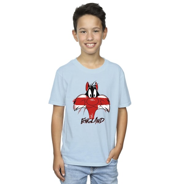 Looney Tunes Boys Sylvester England Face T-Shirt 9-11 år Bab Baby Blue 9-11 Years