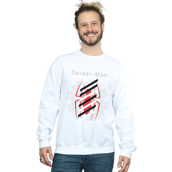 Marvel Herr Spider-Man Logotyp Randig Sweatshirt 3XL Vit White 3XL