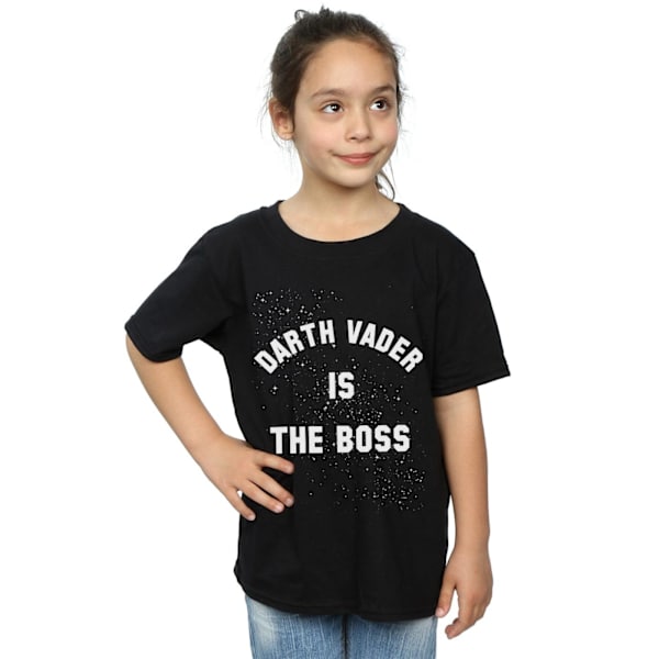 Star Wars T-shirt i bomull för flickor, Darth Vader The Boss, 12-13 år Black 12-13 Years