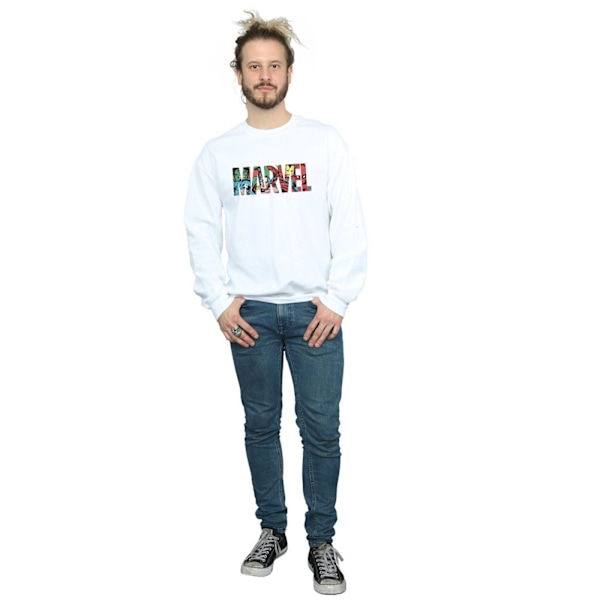 Marvel Comics Herr Infill Logo Sweatshirt M Vit White M