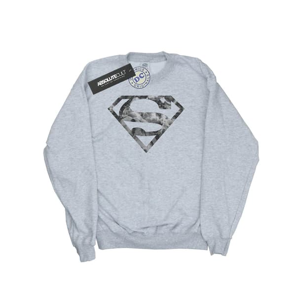 DC Comics Dam/Dam Superman Marble Logo Sweatshirt S Heath Heather Grey S