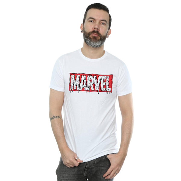 Marvel Drip Logo T-shirt för män, vit, storlek M White M