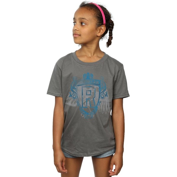 Harry Potter Flickor Ravenclaw Raven Crest Bomulls T-shirt 7-8 År Charcoal 7-8 Years