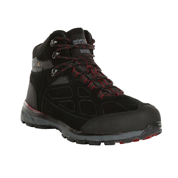 Regatta Herr Samaris Suede Vandringskängor UK Storlek 9 Svart/Mörk Röd Black/Dark Red UK Size 9