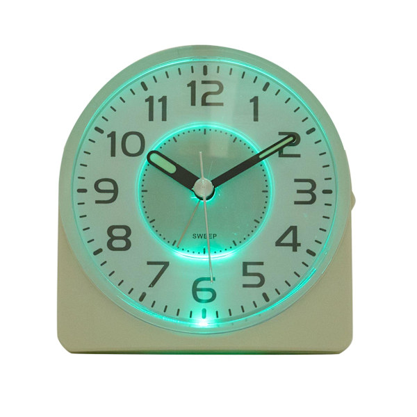 Hometime Tyst Svep Rund Urtavla Blinkande Ljus Väckarklocka - W White One Size