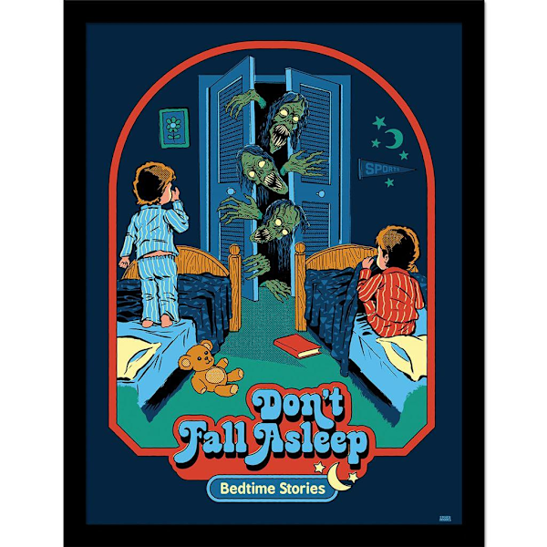 Steven Rhodes Don´t Fall Asleep Inramad Poster 40cm x 30cm Multi Multicoloured 40cm x 30cm