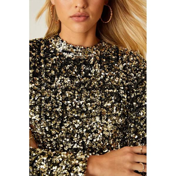 Dorothy Perkins Damklänning i Sammet med Pailletter, Storlek 14 UK Guld Gold 14 UK