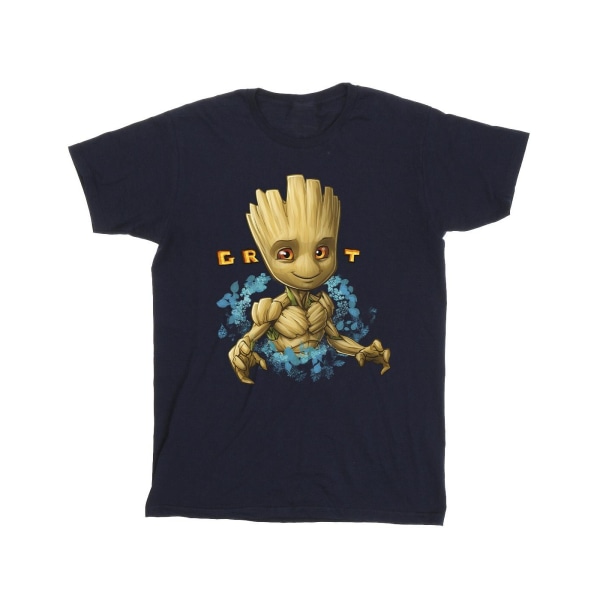 Guardians Of The Galaxy Boys Groot Flowers T-shirt 12-13 år Navy Blue 12-13 Years