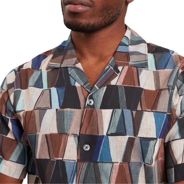 Ted Baker Herr Geometrisk Linneskjorta Regular S Flerfärgad Multicoloured S