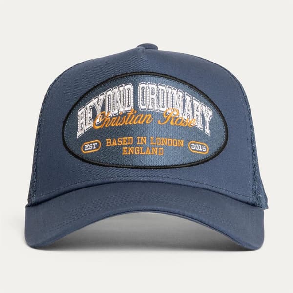Christian Rose Broderad Patch Trucker Keps En Storlek Marinblå Navy One Size