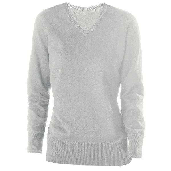 Kariban Dam/Dam Cotton Acrylic V-ringad tröja XL Grå Mel Grey Melange XL