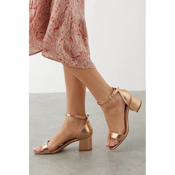 Dorothy Perkins Dam/Dam Sammy Block Heel Court Shoes 3 UK Rose Gold 3 UK
