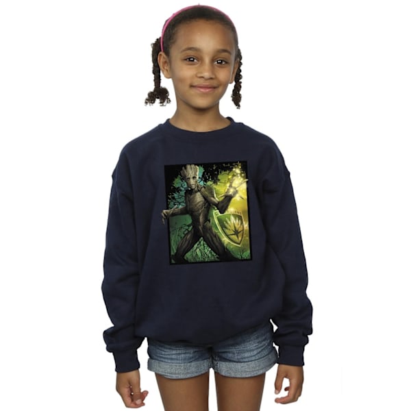 Marvel Girls Guardians Of The Galaxy Groot Forest Energy Sweatshirt Navy Blue 7-8 Years