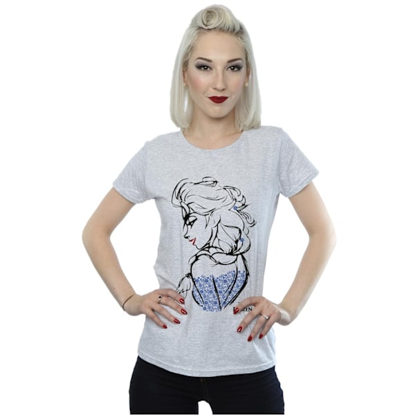 Disney Dam/Kvinnor Frozen Elsa Sketch Mono Bomull T-Shirt M H Heather Grey M