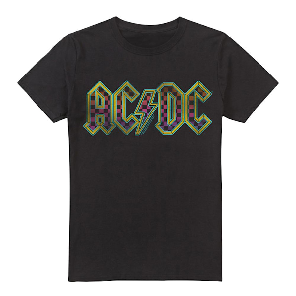 AC/DC Herr T-shirt med Schackrutig Gradient Logo Strl M Svart Black M