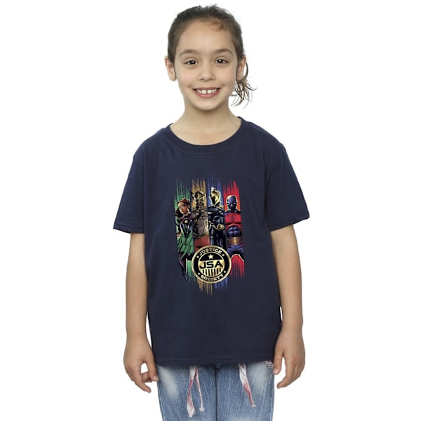 DC Comics Girls Black Adam JSA Gold Badge Bomull T-shirt 5-6 år Navy Blue 5-6 Years