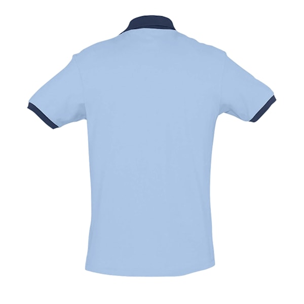 SOLS Prince Unisex Kontrast Pique Kortärmad Bomull Polotröja Sky Blue/French Navy M