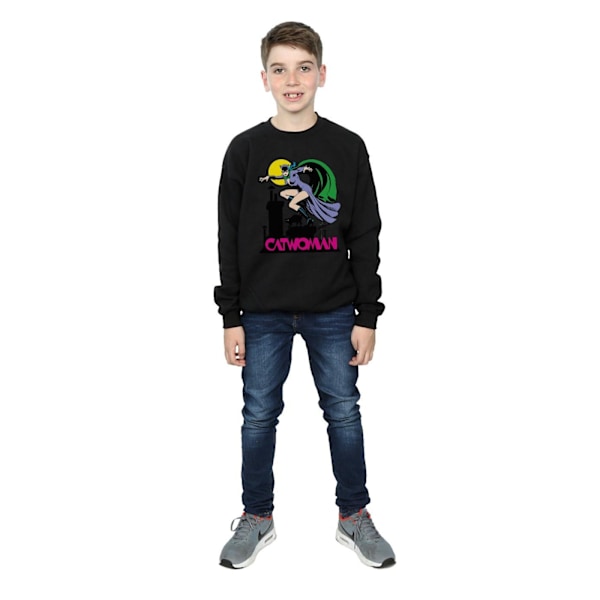 DC Comics Boys Catwoman Text Logo Sweatshirt 5-6 år Svart Black 5-6 Years