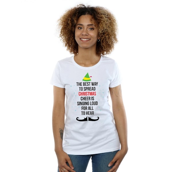 Elf Dam/Damer Julglädje Text Bomull T-shirt L Vit White L