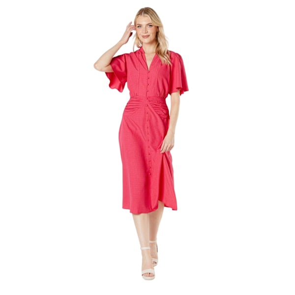 Principles Dam/Dam Textured Woven Midi Klänning 10 UK Rosa Pink 10 UK