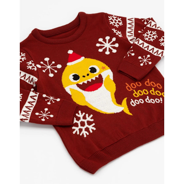 Baby Shark Barnjumper för barn/barn, stickad jultröja 5-6 år Ma Maroon 5-6 Years