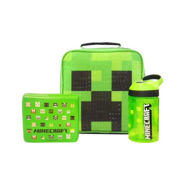 Minecraft Lunchväska och flaska för barn med Creeper-motiv Green One Size