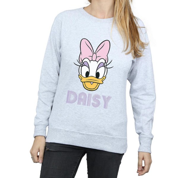 Disney Dam/Kvinnor Daisy Duck Ansikte Sweatshirt L Heather Grey Heather Grey L
