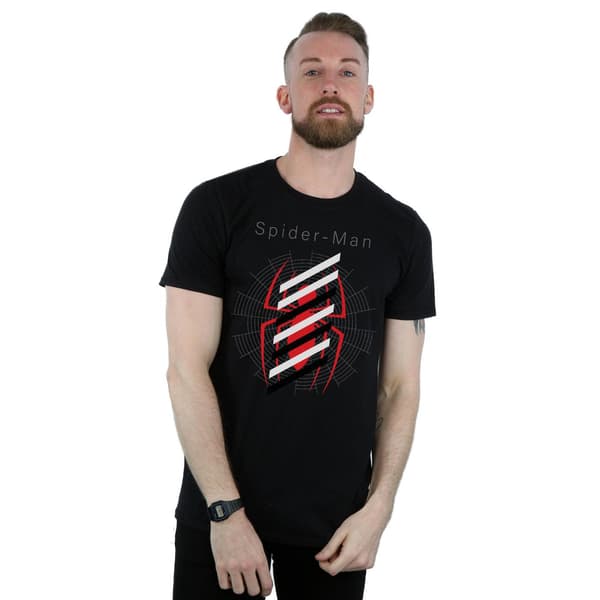 Marvel Herr Spider-Man Logotyp Ränder T-Shirt L Svart Black L