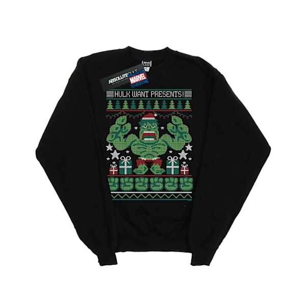 Marvel Girls Hulk Vill Ha Presenter Fair Isle Sweatshirt 12-13 År Black 12-13 Years