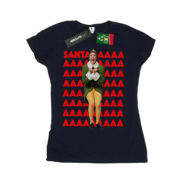Elf Dam/Damer Buddy Santa Scream Bomull T-shirt M Marinblå Navy Blue M