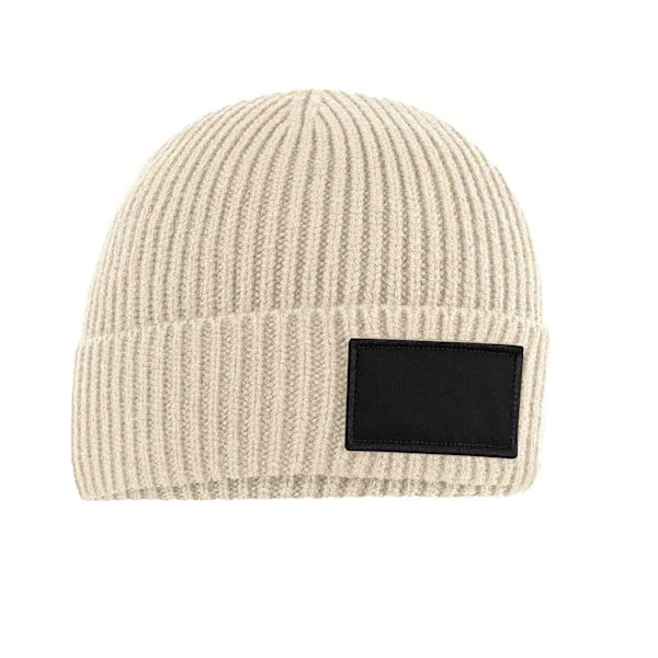 Beechfield Unisex Vuxen Patch Beanie One Size Oatmeal/Svart Oatmeal/Black One Size