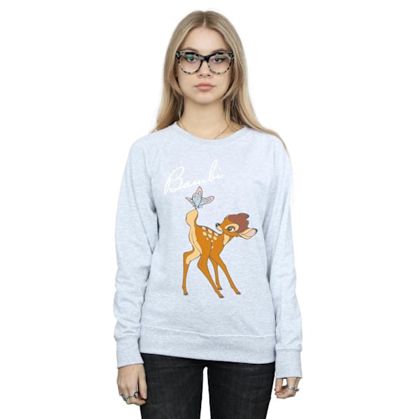 Disney Dam/Damer Bambi Butterfly Tail Sweatshirt L Sports G Sports Grey L