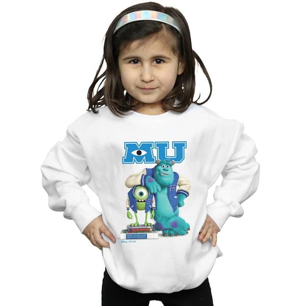 Disney Flickor Monsters University Affisch Tröja 5-6 År Vit White 5-6 Years