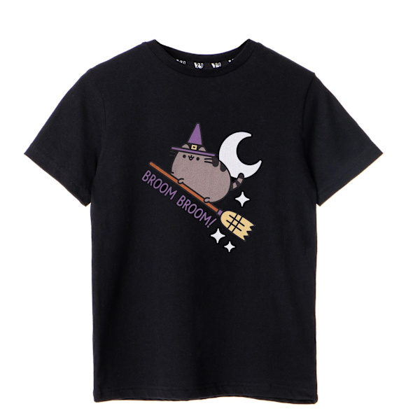 Pusheen Girls Broom Broom Halloween T-shirt med korta ärmar 9-10 Black 9-10 Years