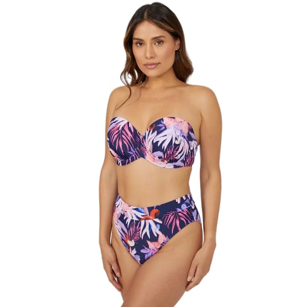 Underbar Dam/Kvinnor Arianna Palm Tree Axelbandslös Bikini Överdel 3 Navy 38GG