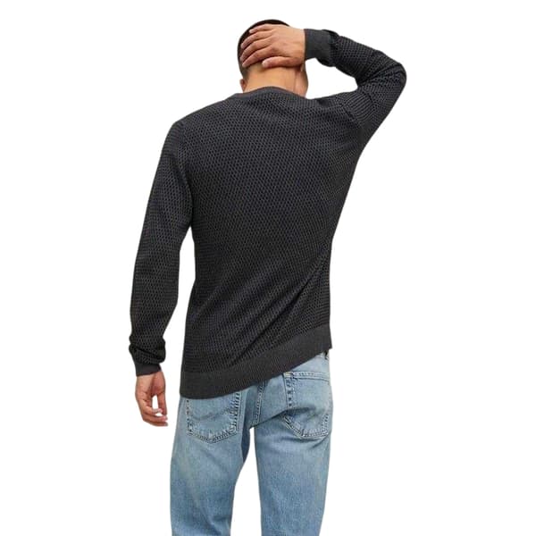 Jack And Jones Herr Stickad Normal Tröja M Mörkgrå Melange Dark Grey Melange M