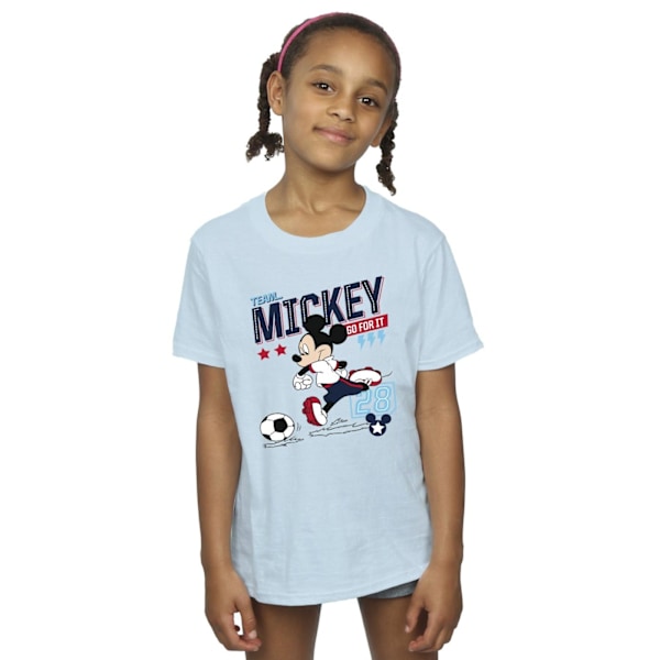 Disney Girls Mickey Mouse Team Mickey Fotboll Bomull T-shirt 7 Baby Blue 7-8 Years